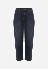 Renee - Granatowe Jeansy Mom Fit High Waist z Wiskozą Erralia. Okazja: na spacer, na co dzień. Stan: podwyższony. Kolor: niebieski. Styl: casual #2