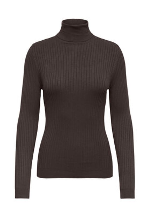 only - ONLY Golf Karol 15165075 Brązowy Slim Fit. Typ kołnierza: golf. Kolor: brązowy. Materiał: wiskoza