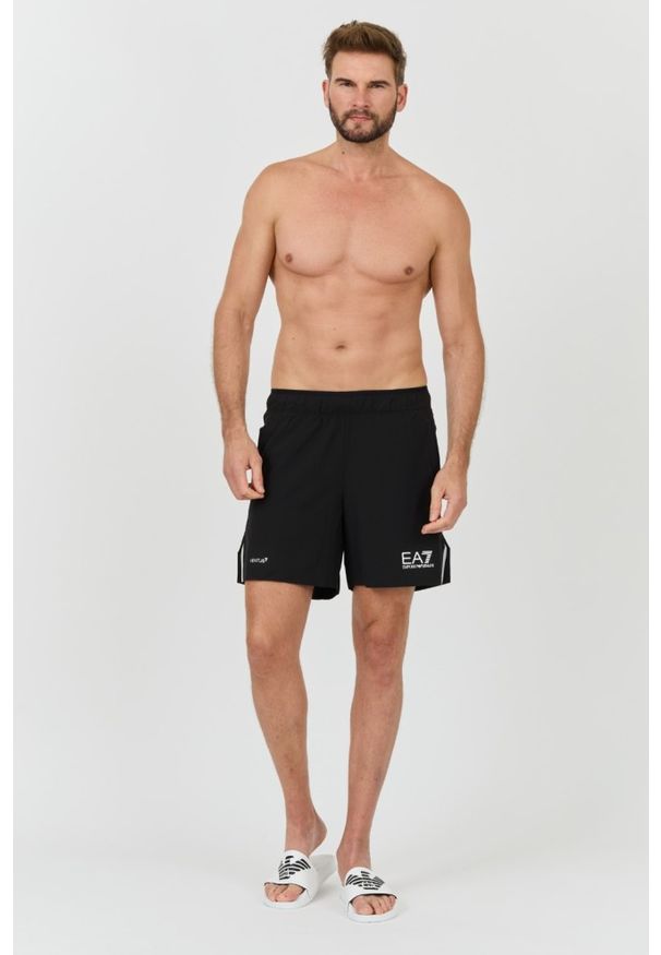 EA7 Emporio Armani - EA7 Czarne męskie kąpielówki Bermudas, Rozmiar XL. Kolor: czarny