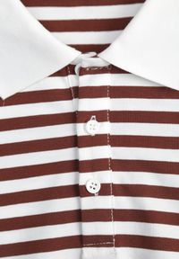 Born2be - Brązowa Bawełniana Koszulka Polo w Paski w Stylu Casual Elunilla. Okazja: na co dzień. Typ kołnierza: polo. Kolor: brązowy. Materiał: bawełna. Wzór: paski. Styl: casual #2