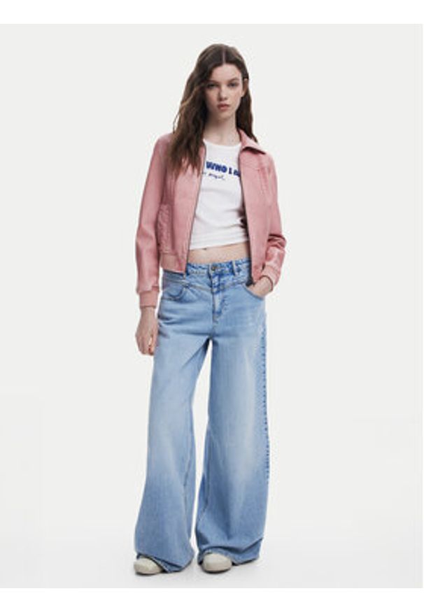 Desigual Kurtka z imitacji skóry 25SWEW47 Różowy Loose Fit. Kolor: różowy. Materiał: skóra