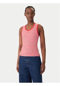 Tommy Jeans Top Essential DW0DW20673 Czerwony Slim Fit. Kolor: czerwony. Materiał: bawełna #1