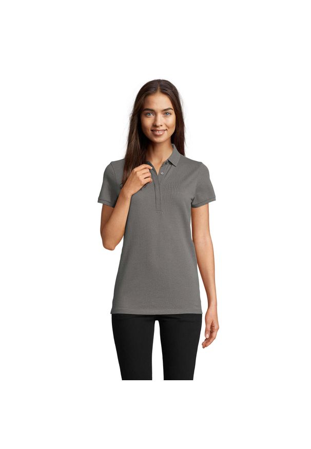 SOL'S - Damska koszulka polo Sol's Owen. Typ kołnierza: polo. Kolor: szary. Materiał: bawełna