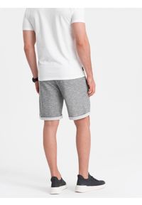 Ombre Clothing - Spodenki męskie z tkaniny melanżowej LOOSE FIT - szare V6. Kolor: niebieski. Materiał: tkanina. Wzór: melanż #6