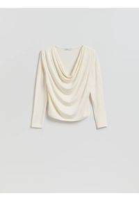 Reserved - Bluzka z wiskozą - kremowy. Kolor: kremowy. Materiał: wiskoza #1