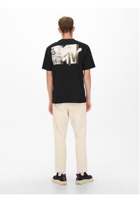 Only & Sons T-Shirt MTV 22022779 Czarny Relaxed Fit. Kolor: czarny. Materiał: bawełna #4