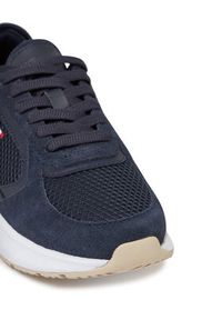 TOMMY HILFIGER - Tommy Hilfiger Sneakersy Sporty Runner FW0FW08644 Granatowy. Kolor: niebieski. Materiał: skóra, zamsz #4