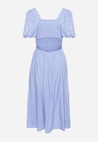 Born2be - Niebieska Rozkloszowana Sukienka z Wiskozy z Wycięciem i Wiązaniem na Plecach Dimicia. Typ kołnierza: dekolt kwadratowy. Kolor: niebieski. Materiał: wiskoza. Długość rękawa: krótki rękaw. Typ sukienki: rozkloszowane. Styl: elegancki #6