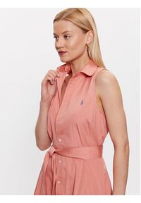 Polo Ralph Lauren Sukienka codzienna 211911667002 Różowy Regular Fit. Okazja: na co dzień. Typ kołnierza: polo. Kolor: różowy. Materiał: bawełna. Typ sukienki: proste. Styl: casual