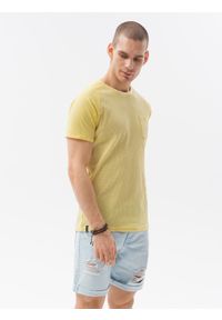 Ombre Clothing - T-shirt męski bez nadruku - żółty - Rozmiar: XXL. Kolor: żółty. Materiał: tkanina, poliester, bawełna. Styl: klasyczny #5