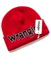 Wrangler - MĘSKA CZAPKA ZIMOWA WRANGLER KABEL BEANIE SALSA RED W0M39UHWN. Wzór: nadruk. Sezon: zima