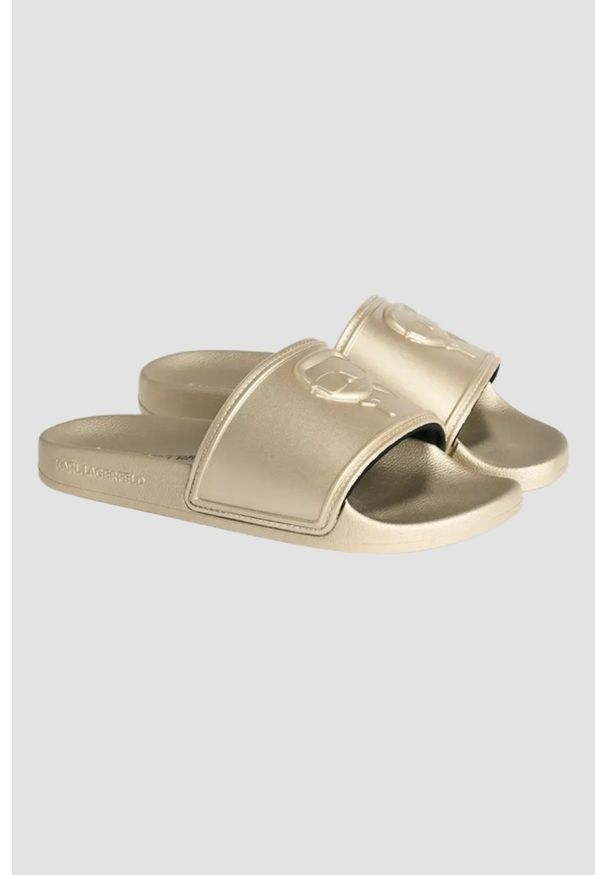 Karl Lagerfeld - KARL LAGERFELD Złote klapki damskie KONDO 2.0 Karl NFT Relief, Rozmiar 37. Kolor: złoty
