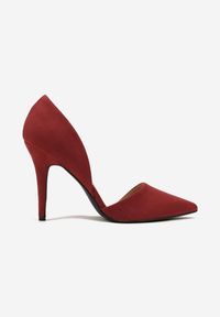 Renee - Bordowe Szpilki z Ozdobnymi Wycięciami Rriana. Okazja: na co dzień, na spacer. Kolor: czerwony. Materiał: jeans. Obcas: na szpilce. Styl: klasyczny, casual, elegancki #5