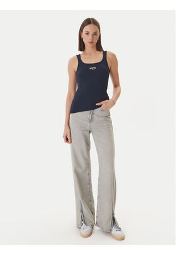 Guess Jeans Top W6GPZ2 KA0H1 Granatowy Slim Fit. Kolor: niebieski. Materiał: bawełna