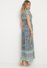 Born2be - Jasnozielona Maxi Sukienka Wiskozowa o Kopertowym Fasonie we Wzór Paisley Aricsa. Okazja: na co dzień. Kolor: zielony. Materiał: wiskoza. Wzór: paisley. Typ sukienki: kopertowe. Styl: wizytowy, klasyczny, casual. Długość: maxi #6