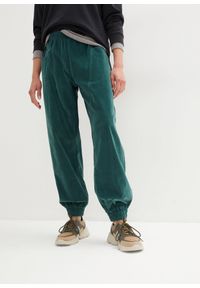 bonprix - Spodnie sztruksowe z mieszanki bawełny. Kolor: zielony. Materiał: sztruks, bawełna #1