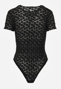 Renee - Czarne Body z Koronki z Krótkim Rękawem Dorilie. Okazja: na co dzień. Kolor: czarny. Materiał: koronka. Długość rękawa: krótki rękaw. Długość: krótkie. Wzór: koronka. Styl: casual, elegancki #7