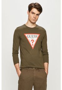 Guess - Longsleeve. Okazja: na co dzień. Kolor: zielony. Długość rękawa: długi rękaw. Wzór: nadruk. Styl: casual #1