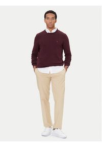 TOMMY HILFIGER - Tommy Hilfiger Sweter Essential Ssnl MW0MW39999 Bordowy Regular Fit. Kolor: czerwony. Materiał: bawełna #3