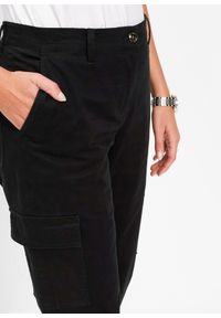 bonprix - Spodnie bojówki z bawełny ze stretchem. Kolor: czarny. Materiał: bawełna #3