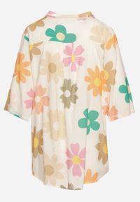 Born2be - Jasnobeżowa Wiskozowa Koszula Zapinana na Guziki z Rękawem Długości 3/4 i Wzorem w Kwiaty Xebbia. Okazja: na co dzień, do pracy, na spotkanie biznesowe. Kolor: beżowy. Materiał: wiskoza. Wzór: kwiaty. Styl: biznesowy, casual #6
