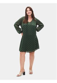 Zizzi Sukienka codzienna M02356B Zielony Regular Fit. Okazja: na co dzień. Kolor: zielony. Materiał: syntetyk. Typ sukienki: proste. Styl: casual #4