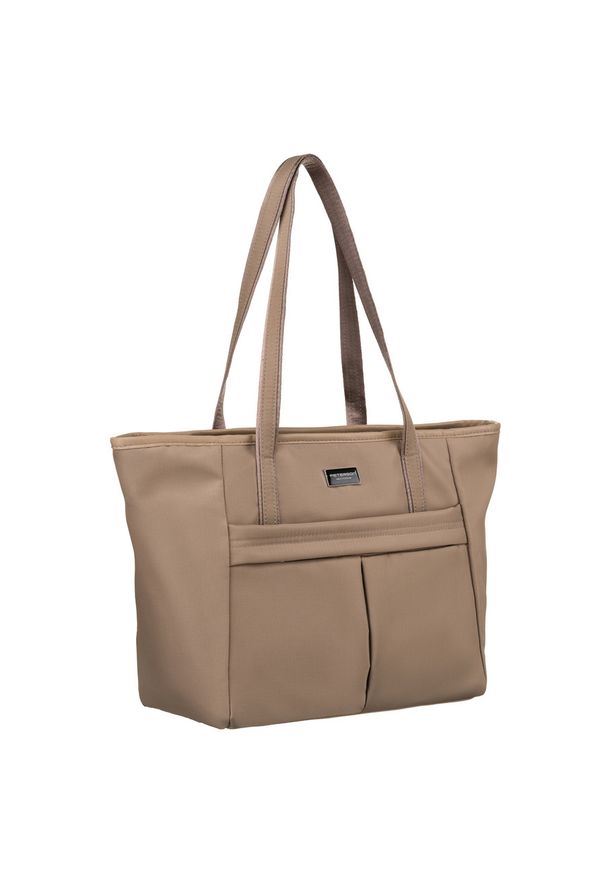 Shopperka beżowa Peterson PTN CTY-08. Kolor: beżowy. Styl: elegancki. Rodzaj torebki: na ramię