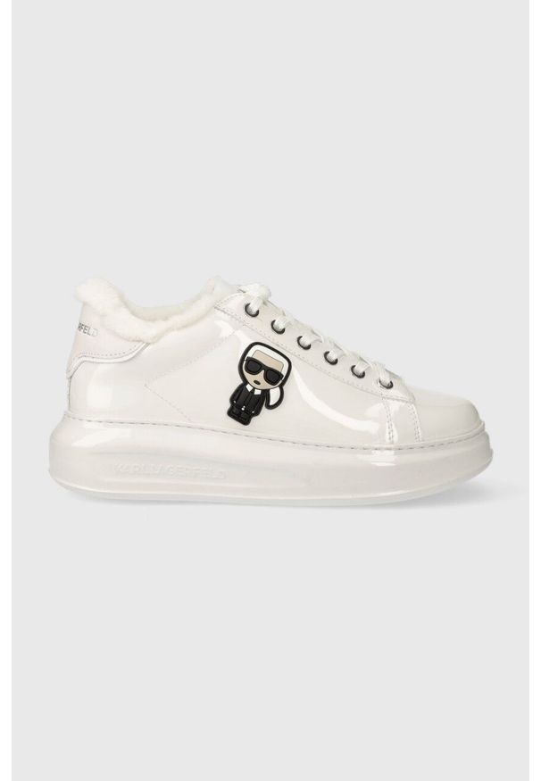 Karl Lagerfeld sneakersy skórzane KAPRI kolor biały KL62530S. Nosek buta: okrągły. Kolor: biały. Materiał: skóra. Obcas: na platformie