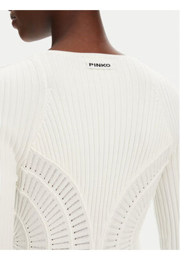 Pinko - PINKO Sukienka dzianinowa Vettore Abito 104631 A2E6 Écru Slim Fit. Materiał: syntetyk