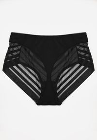 Born2be - Czarne Majtki Figi z Wysokim Stanem Zdobione Koronką i Siateczką Helieth. Stan: podwyższony. Kolekcja: plus size. Kolor: czarny. Materiał: koronka. Wzór: koronka, aplikacja #2