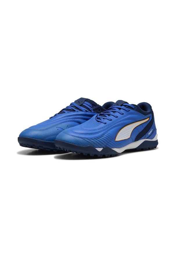 Puma - Buty halowe unisex IBERO TT PUMA Mountain Blue White Heat Fire Persian Orange. Kolor: pomarańczowy, żółty, niebieski, wielokolorowy, biały. Sport: piłka nożna