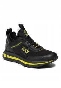 EA7 Emporio Armani - EA7 Czarne sneakersy z zielonymi elementami. Kolor: czarny #5
