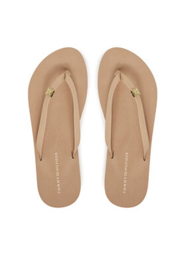 TOMMY HILFIGER - Tommy Hilfiger Japonki Elevated Chic Beach Sandal FW0FW08523 Beżowy. Kolor: beżowy. Materiał: skóra