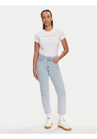 Tommy Jeans T-Shirt Linear DW0DW18398 Biały Slim Fit. Kolor: biały. Materiał: bawełna #5
