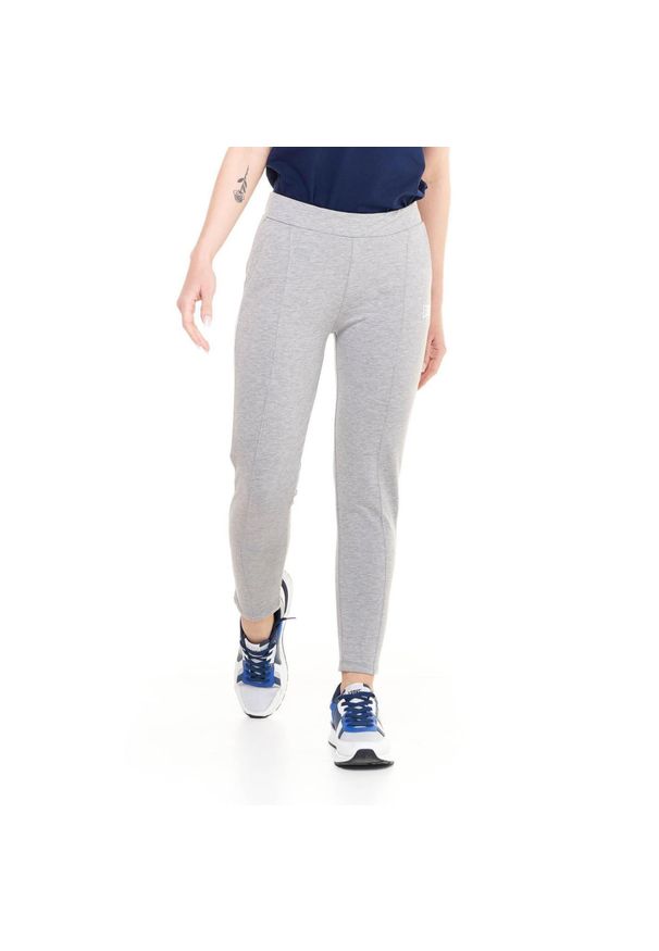 LEONE 1947 APPAREL - Proste spodnie damskie z zakładkami, z polaru treningowego. Kolor: szary. Materiał: polar. Sport: fitness