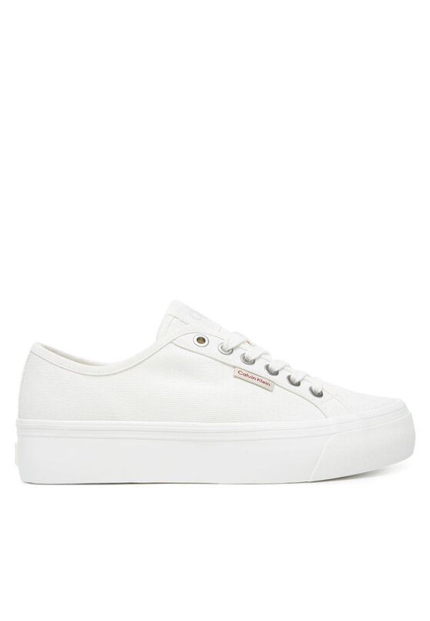 Calvin Klein Jeans Tenisówki Vulc Flatform Ctn Logo Tag YW0YW01838 Biały. Kolor: biały. Materiał: materiał