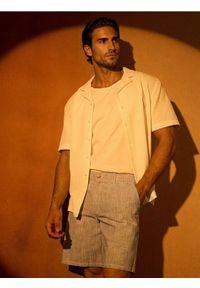 Sinsay - Szorty chino w paski - granatowy. Kolor: niebieski. Wzór: paski