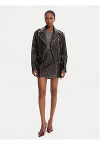 Guess Kurtka z imitacji skóry W5YL04 WHDI0 Szary Regular Fit. Kolor: szary. Materiał: skóra #6