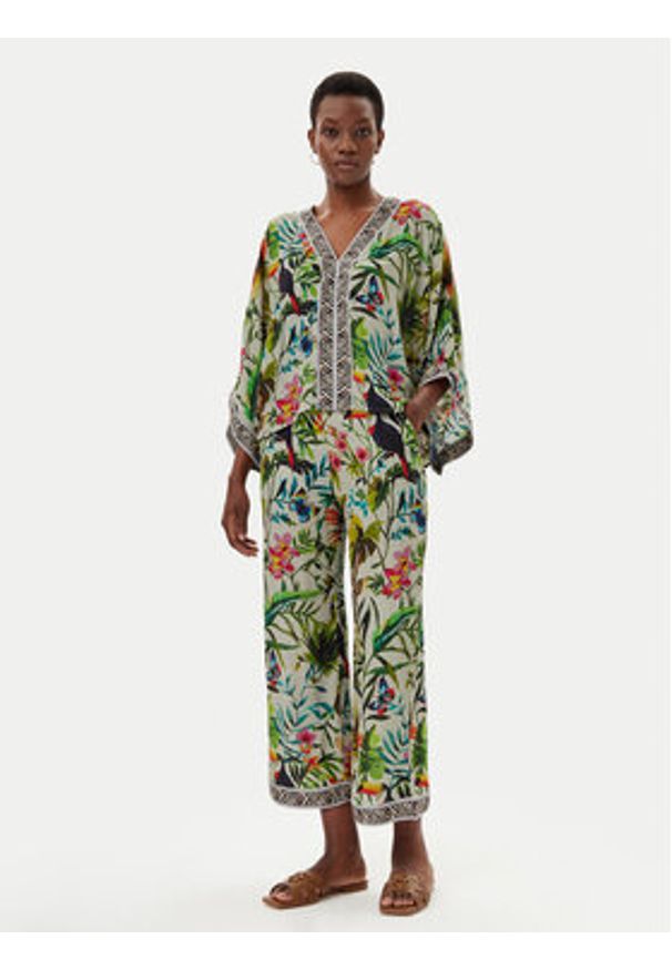 LOLA CASADEMUNT Spodnie materiałowe LS2514016 Kolorowy Relaxed Fit. Materiał: wiskoza. Wzór: kolorowy