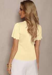 Renee - Żółta Dzianinowa Bluzka z Nieregularnymi Krawędziami Datria. Kolor: żółty. Materiał: dzianina #5