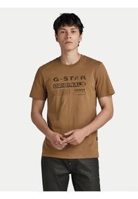 G-Star RAW - G-Star Raw T-Shirt Distressed D24420-336-7172 Brązowy Slim Fit. Kolor: brązowy. Materiał: bawełna #1