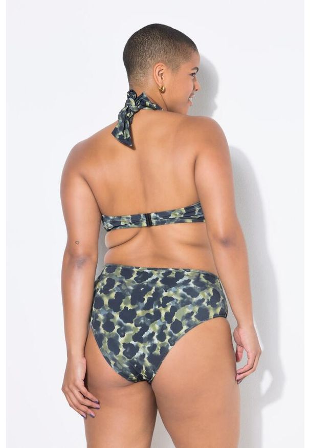 ULLA POPKEN - Damski Top od bikini miękkie miseczki drapowanie na biuście moro. Kolekcja: plus size. Kolor: wielokolorowy, żółty, zielony. Materiał: poliamid, poliester, materiał, elastan. Wzór: moro