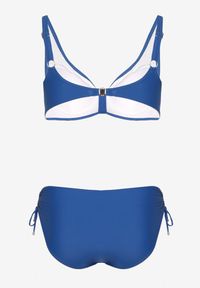 Born2be - Niebieskie Bikini Biustonosz z Marszczeniem i Majtki Figi ze Ściągaczami Sarimine. Kolekcja: plus size. Kolor: niebieski. Materiał: jeans