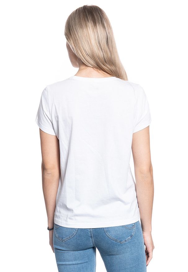 Mustang - T-SHIRT DAMSKI MUSTANG Alina C Print GENERAL WHITE 1009833 2045. Wzór: nadruk