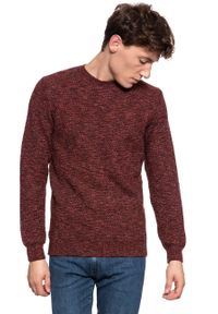 Mustang - MĘSKI SWETER MUSTANG Muline Jumper GARNET 1006554 7146. Kolor: czerwony. Wzór: melanż #4