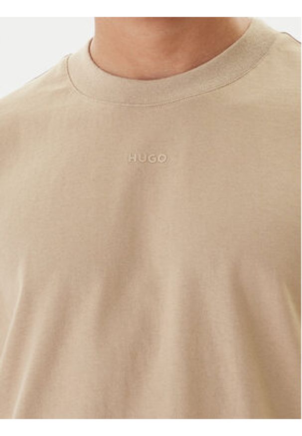 Hugo - HUGO T-Shirt Dapolino 50488330 Beżowy Relaxed Fit. Kolor: beżowy. Materiał: bawełna