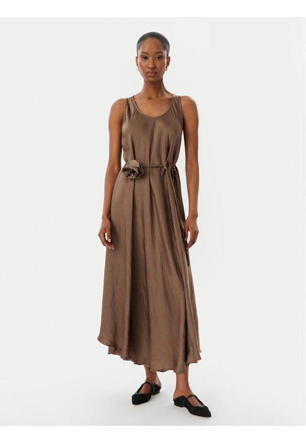 Marella Sukienka letnia Alcool 2613221015 Beżowy Regular Fit. Kolor: beżowy. Materiał: satyna. Sezon: lato