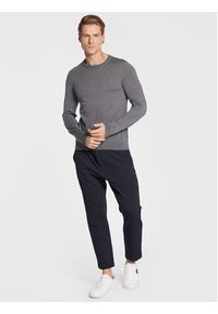 BOSS - Boss Sweter Leno-P 50468239 Szary Slim Fit. Kolor: szary. Materiał: bawełna