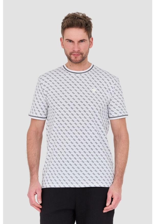 Guess - GUESS Biały męski t-shirt Marshall, Rozmiar XL. Kolor: biały