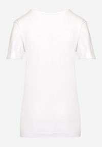 Born2be - Biały T-shirt z Okrągłym Dekoltem Idudia. Kolor: biały. Materiał: dzianina #7